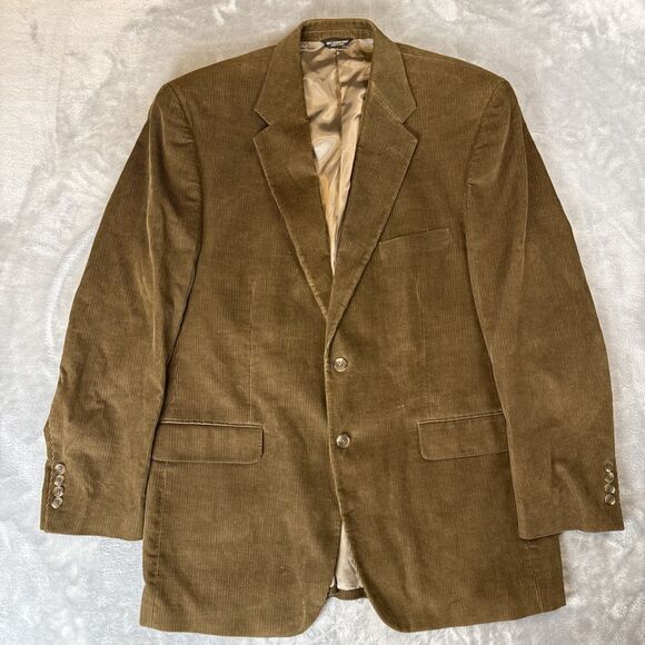 Chaps Men’s 44L Brown Corduroy Blazer Sport Coat – 100% Cotton, Classic Fit - Picture 1 of 8